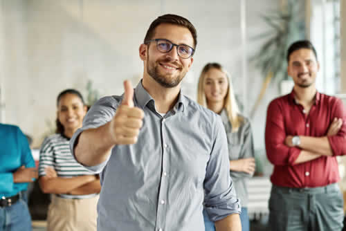 Office team celebrating success